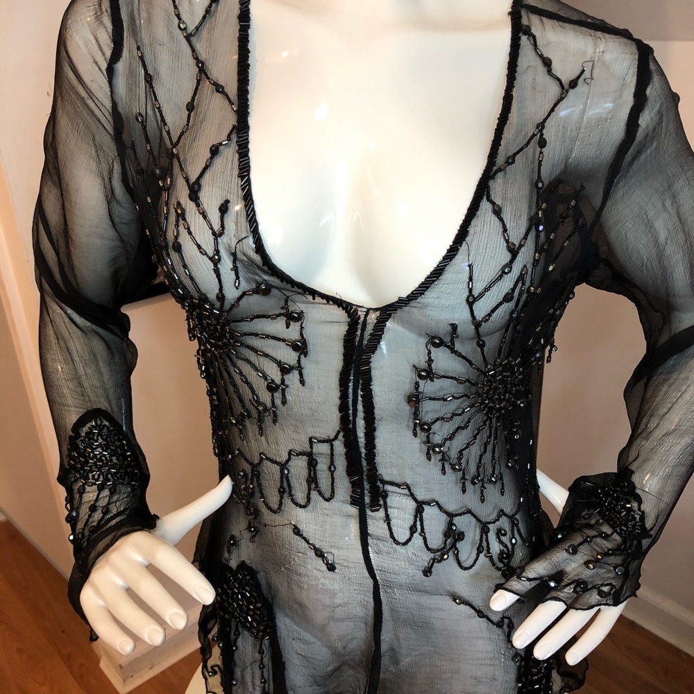 Party dress 100% silk with beautiful beads